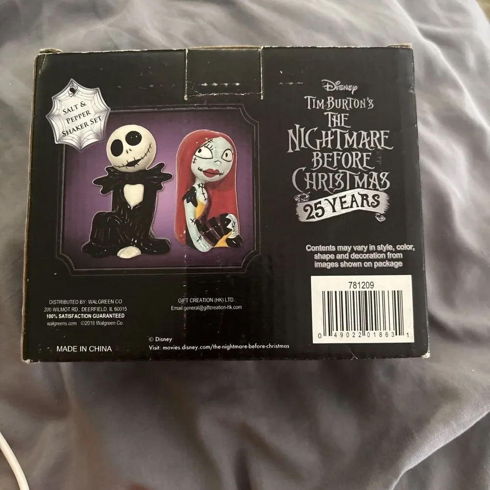 Disney Nightmare Before Christmas Jack Sally Salt Pepper Shaker Set 25 Years